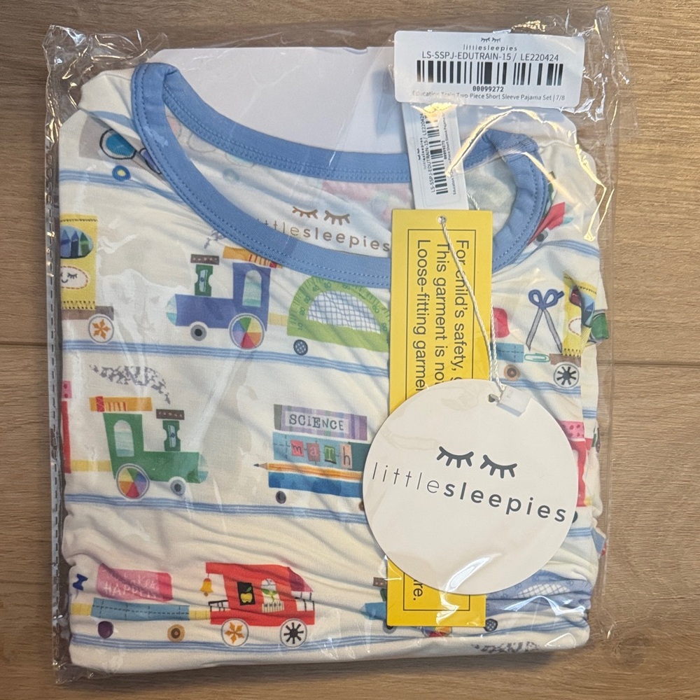 Little Sleepies Blue Trim Science Print Kids Pajama Set